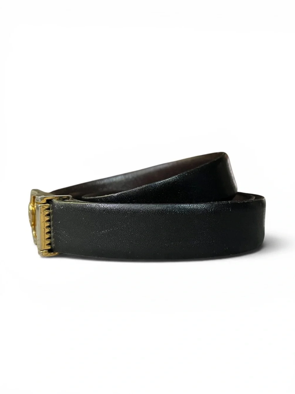 Vintage Christian Dior Reversible Black/Brown Belt w/Gold-Tone Buckle